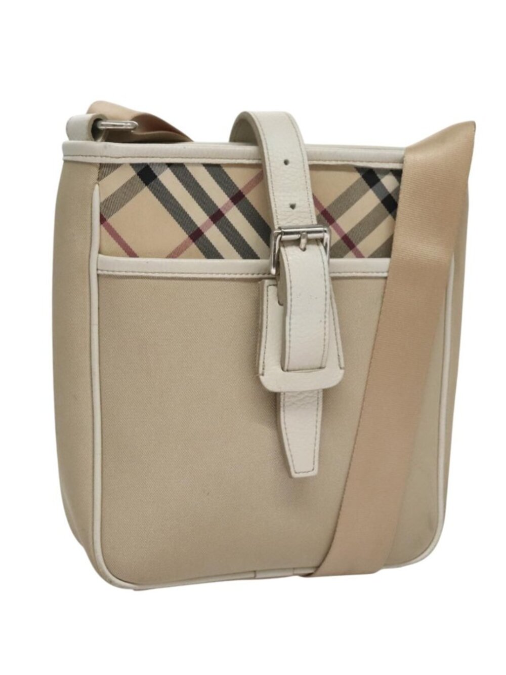 BURBERRY Nova Check Shoulder Bag Canvas Beige